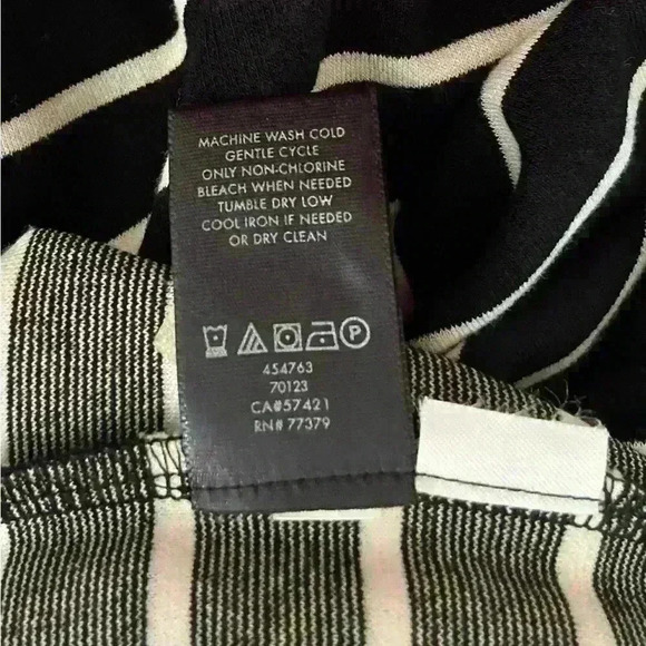 Ann Taylor Dress Womens Size Medium Black & White Stripe Long Balloon Sleeves - Picture 8 of 9